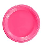 Exquisite 7 Inch. Cerise Plastic Dessert/Salad Plates - Solid Color Disposable Plates - 100 Count