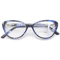 VEVESMUNDO Blue Light Filter Reading Glasses Bifocal Stylish Women Men Cateye Progressive Eyeglasses Readers 1.0 1.5 2.0 2.5 3.0 3.5 (Blue Tortoiseshell, 2.5)