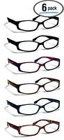 6 Pack Reading Glasses by BOOST EYEWEAR, Modern Fashion Frames for Women and Men (Solid Black, and Blue, Red, Purple, Natural Tortoise Shell Patterns), Spring Loaded Hinges, Assorted, 6 Pairs (+1.00)