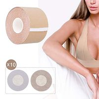 CHARMINER Boob Tape, Breast Lift Tape and 3 Pairs of Adhesive Nipple Covers, Reusable Adhesive Bra for A-E Cup Breast Friendly Push Up Strong Support and Style Shape