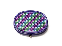 Rhinestone Small Oval Light Up Two Compartment Pill Organizer Case Box (Style 631C)