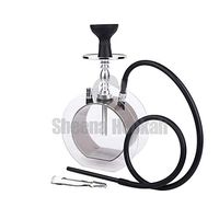 Hookah Shisha Set, Hookah Square Acrylic Hookah Set Plastic Hookah Kit Single Tube Large LED Light Flashes Rich Colors (Color : Black)