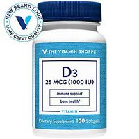 Vitamin D3 1000IU Softgel, Supports Bone Immune Health, Aids in Cellular Growth Calcium Absorption, Gluten Free Once Daily Formula (100 Softgels) by The Vitamin Shoppe