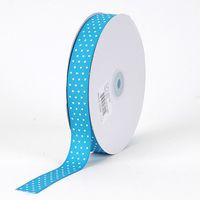 BBCrafts Turquoise with White Dots Grosgrain Ribbon Swiss Dot 5/8 inch 50 Yards