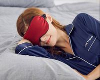 YUNS 100% Mulberry Silk Sleep Mask with Adjustable Strap, Both Sides Silk, Big Size 22X10cm, Super-Soft & Super-Smooth Eye Mask, 1PC. (Wine)