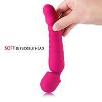 Upgraded Heating Tail Silicone Wand Massager, 7 Strongest Vibration Mode, USB Rechargeable, Muscle Sore Relief. (Pink)