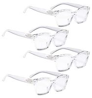 READING GLASSES 4 pack Ladies Oversized Fashionable Design Women Trend Setters Reader Eyeglasses (Transparent, 0.75)