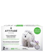 ATTITUDE Hypoallergenic Static Eliminator Cloths & Softeners, Fragrance Free, Reusable for Up to 300 Loads
