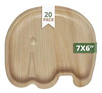 CaterEco Kids Elephant Palm Leaf Plates Set | 20 Pack | Size 7" x 6" | Ecofriendly Disposable Dinnerware | Heavy Duty Biodegradable Party Utensils for Wedding, Camping & More