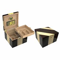 Prestige Import Group - The Viceroy Cross-Inlaid Cigar Humidor - Color: Maple & Iron Wood - Capacity: 110