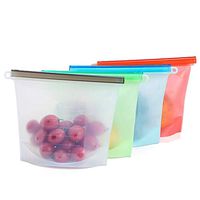 Reusable Food Storage Bags, 4 Reusable Silicone Food Storage Bags, Solid Liquid Preservation, Use in Freezer, Dishwasher,Microwave, Eco, Easy Clean & Economic, Perfect for Taking Out (50 OZ/1500ML)