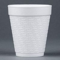 Dart 8KY8, 8 Oz. White Greek Key Design Foam Cup with White Lift'n'Lock Plastic Cup Lid, Small Disposable Hot and Cold Drink Beverage Tea Coffee Cups (100)