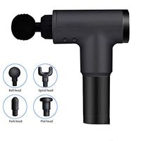 6 Speeds Fascia Massage Gun Muscle Meridian Depth Relief Soreness Relaxation Massage Instrument Vibration Impact Gun for Muscle Tension Relief with 4 Massage Head (Black)
