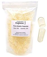 Capsules Express- Size 000 Clear Empty Gelatin Capsules 500 Count - Kosher and Halal Certified - Gluten-Free Pure Bovine Gelatin Pill Capsule - DIY Powder Filling