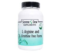 L-Arginine and L-Ornithine Free Form 200 Capsules Gluten Free 100% Natural. Serene Dew Supplements