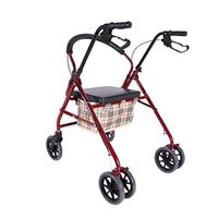 Standard Walkers Walker Lightweight Scooter Wheelchair Elderly Four-Legged Walking Stick Hand Push Folding Metal Shopping Cart Travel Special Trolley (Color : Red, Size : 9179cm)