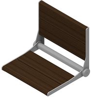 Fold-down Shower Seat Wall Mount 18" Walnut Stained Bamboo Powder Coat Grey Serena