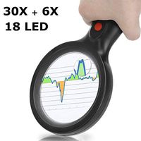 Magnifying Glass with Light - 18 LED Lights, up to 6X 30X Magnification, Large 3.5" Premium Glass Anti-Distortion, for Reading & Crafts