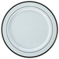 amscan Premium Plastic Plates | White, Gold | 10.25" | Pack of 10 | Party Supply