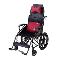 Foldable Wheelchair with Reclinable Backrest, Adjustable Headrest Multifunction Portable Elderly Comfortable Smooth Firm Push Wheelchair