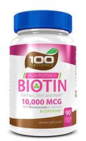 Pure Biotin 10,000 MCG - Maximum Strength Vitamin B - Complex Supplement to Reduce Hair Loss, Improve Hair, Skin and Nail Health for Women and Men– 3 Month Supply- by 100 Naturals