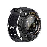 HEELWAY Rugged Smart Watch Pedometer Fitness IP67 Waterproof and Shock Resistant Remote Camera Incoming Call or Message Alert for iPhone or Android Phone Men (Black)