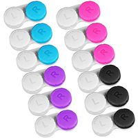 Upgrade 12 Pcs Large Colored Contact Lens Case for Women Men, No Leak Hard RGP Contact Case Organizer with Carrying Travel Holder - One Year Bulk Supply （Note:only Contact Lens case,No Colorful Lens)