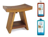 AquaTeak Patented 18" Asia Teak Shower Bench with Shelf & AquaTeak Two-Step Care Kit