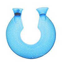 Neck Hot Water Bottle,U Type Safety Explosion-Proof Hot Water Bottle Hand/Neck Warmer Massage PVC with Protective Bag,Blue