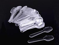 500 Count Heavy Disposable Plastic Spoons - 3 Inch Clear Mini Tasting Spoons Small Taster Spoons For Frozen Dessert Supplies Food Ice Cream Spices Sampling Flatware Appetizer