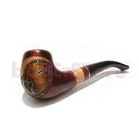 Inlaid Pipes Tobacco Smoking Pipe/pipes Carving Handmade. Exclusive Design Brass Inlay and Engraving Wooden Pipe
