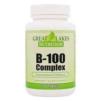 Great Lakes Nutrition Vegan Vitamin B-100 Complex Dietary Supplement for Men & Women, 100 Tablets