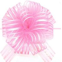 FQTANJU Light Pink Pull Bow, Large, Organza, 6 Inches, 5pcs