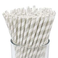 Just Artifacts 100pcs Premium Biodegradable Striped Paper Straws (Striped, Gray)