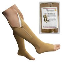 Presadee Original Open Toe 20-30 mmHg Firm Compression Circulation Zipper Socks (Beige, S/M)