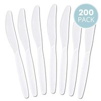 Plasticpro Disposable White Plastic Knives Heavyweight Utensils Pack of 200 Count