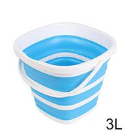 Aslion Collapsible Plastic Bucket Foldable Square Tub Portable Fishing Water Pail Outdoor (Blue,3L)
