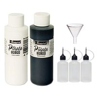 Jacquard Pinata Blanco White and Mantilla Black Colors (4-Ounce Bottles), 3 Pixiss 20ml Needle Tip Applicator and Refill Bottles and 1.5 inch Funnel Bundle for Yupo and Resin