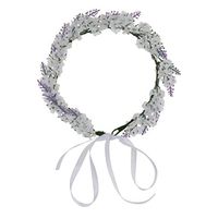 Wedding Floral Headband Women Lavender Head Wreath Bridal Flowers Hair Band |Color - White|