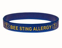 Bee Sting Allergy ID Bracelet Wristband - Blue - 8 Inches - Standard
