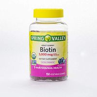 Spring Valley Biotin Extra Strength 5,000 mg, Blueberry, 150 Gummies (Pack of 2)