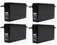 NPP FT12-155Ah Front Access Deep Cycle Solar Energy Power 12V 155Ah Telecom UPS Battery with Button Style Terminals (4 Pack)