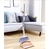 Broom and Dustpan With Long Handle Telescopic Up Stainless Steel Rod Soft Brush Broom And Dustpan Extra Long Handle Non-Slip Handle Multi-Function Broom Set HomeKitchen Lobby Floor School
