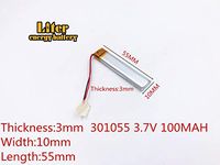 3.7V 100mAh 301055 Lithium Polymer Ion Rechargeable Battery Lithium Polymer Li-Po Battery for MP4 GPS MP3 Bluetooth Stereo DIY Gift