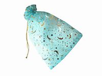 QIANHAILIZZ 100 Moon Star Organza Jewelry Gift Pouch Candy Pouch Drawstring Wedding Favor Bags (turquoise, 7 x 9 inch)