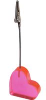 Displays2go Set of 50, Heart Table Number Holders with Alligator Clasp for Photos, Place Cards and Memos - Pink Plastic Heart-Shaped Base (ALIHRTPINK)