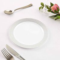 Efavormart 20 Pcs - White w/Silver 7.5" Hot Stamped Round Disposable Plastic Plate Dinner Plates for Wedding Party Banquet Events