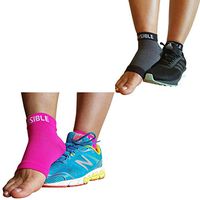 BeVisible Sports Plantar Fasciitis Sock - Compression Foot Sleeves for Men & Women for Plantar Fasciitis Heel Pain Relief with Arch Support (2 Pairs Black + Neon Pink, XL)
