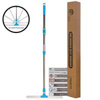 Floor Squeegee Silicone Rubber Blade Long Handle - Perfect for Washing and Drying Tile, Glass Shower, Garage, Concrete, Marble and Wood Surfaces (19.5" 180 Rotation)