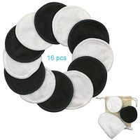 16 Pcs Makeup Remover Pads Reusable Washable Natural Bamboo Cotton Rounds for Face Eye, 3.15 inches Facial Cleansing Cloths with Laundry Bag